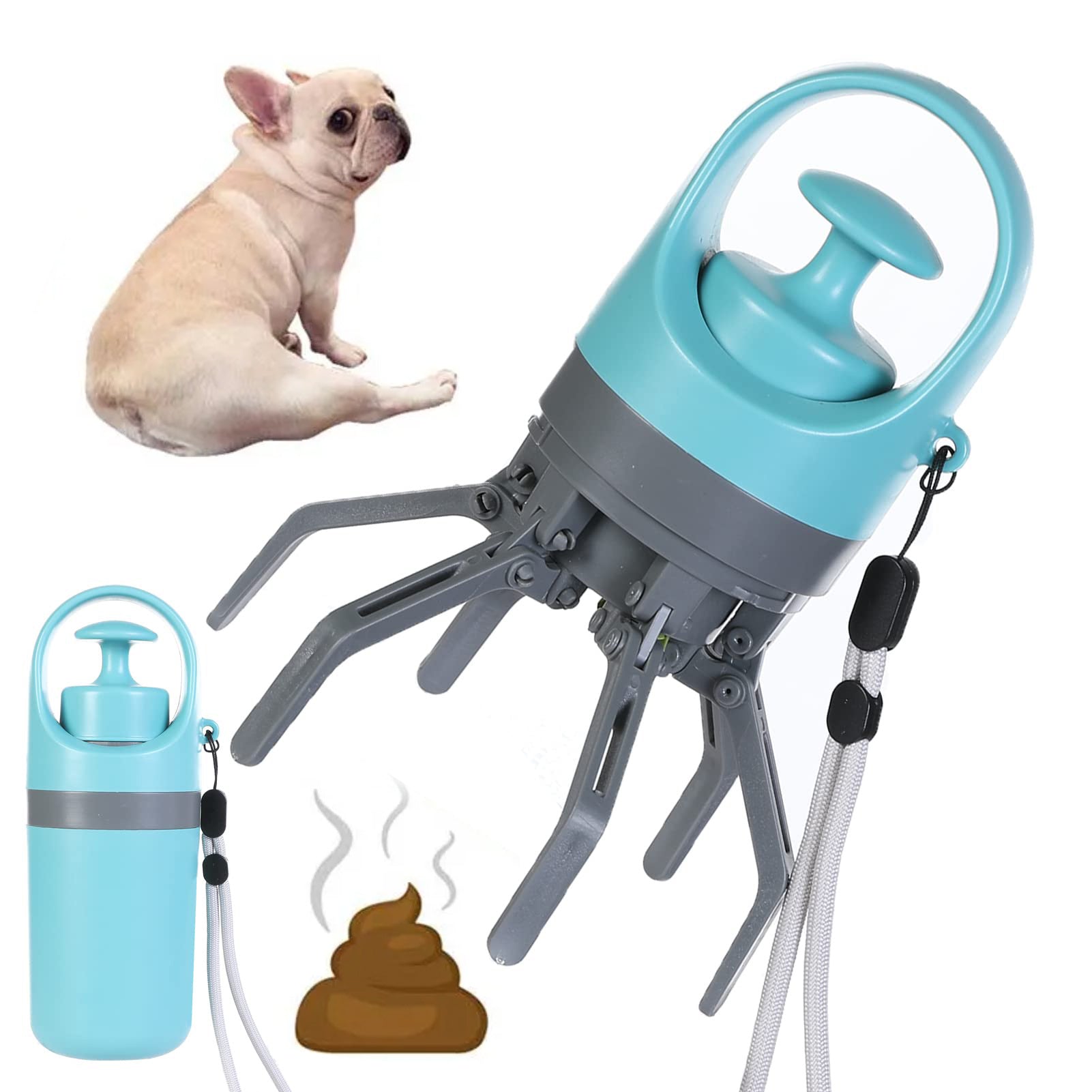 Dog Pooper Scooper With Built-in Poop Bag Dispenser Portable Lightweight Eight-claw Shovel For Pet Toilet Picker Pet Products