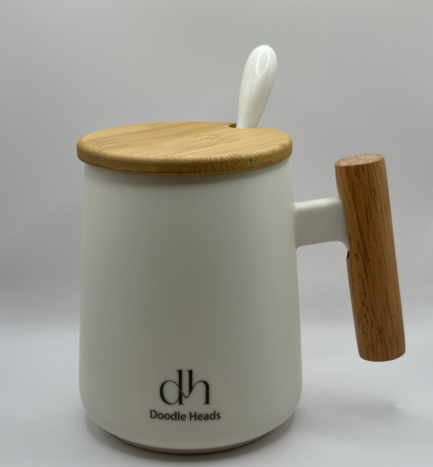 dh Bamboo Handle & Lid Coffee Mug with Spoon - Elegant Gift Box Set